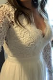I was a little skeptical about ordering a wedding dress from an ad I saw on Facebook, but I saw this dress and fell in love. For the price, I thought what the heck! So glad I did. It fits perfect and is a great material. I will have to get the length hemmed. Can't wait to wear it on my wedding day! - Candice S.
