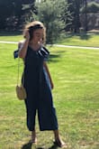 I'm in LOVE with this jumpsuit! It's perfect for summer because of the light and breathable material, also its SO adorable and looks good with any color or accessories! This was definitely a great purchase and I'm so glad I snatched this before it went out of stock again. Whenever I wear this, everyone asks me where I got it, and how cute it is. It's fitted perfectly and has the cutest little belt tie that comes with it! :) I wore this for like a week straight I was so in love with it! - Chloe G.