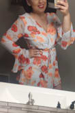 You can never go wrong with a wrap dress! I wore this to my sister's wedding dinner and 4 weeks after having my baby and received many compliments! The dress gives you a nice body shape. - Daniela Z.