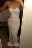 I have been looking for a modern, stylish reception dress for my wedding next year, and when I found this one, I had to try it on. The fit was perfect-- the top is snug (I'm a 34B/32C/32D depending on the store) and doesn't move around, and the waist and hips have some stretch, so I can dance! It feels so comfortable on. The lining is soft and the sequin design is so glam. It is long and will need to be hemmed; I'll update this review if that poses a problem. 

There was one long string that I noticed, but I knotted it at the base and cut it and I'm not concerned. As far as sequins coming off, I only saw about 5 on the carpet and I wore it for an hour taking pictures and showing my friends. Just like any special garment, don't be rough on it! 

My order came on time and in great condition. I love this dress and can't wait to wear it!! Don't sleep on this one! - Christina G.