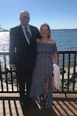 I loved the hem of this dress. It is a deep v w/a small ruffle around the edge. At first I wondered if it was dressy enough for the wedding, but once I saw the fabric I knew it would work. It was perfect and so comfortable. It didn't ride up or slip off my arms. It hid my tummy and no worries about muffin tops...very forgiving dress. I love it and will be able to wear it again & again. - Judith D.