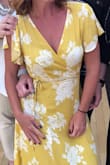 I bought this dress in the marigold.  The dress is just beautiful and perfect for summer.  I love the way it fit.  It was a little long but I am only 5'3'' so that was expected but with heels it was perfect.  I received compliments all night in the dress. - Aliaya L.