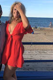 I thought the dress was super flattering and perfect for a beach party. It was a bit short even in a large. The top was a little big but I just tied the front super tight and it fit much nicer. - Callie M.