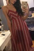 This dress is really pretty. Runs a little large so I got an extra small. I love the slits in the front it flows super pretty when I walk. The only complaint I have is the clasp in the back of the dress where it zips irritated my back. Other than that. I'd recommend buying it. Also got a lot of compliments wearing it. - Jade H.