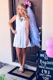 I am probably a small, but ordered a medium because I was worried about it being too short....it's a little big but I will keep it and wear a cute necklace to hide it being big in the chest (I'm small chested)....super cute with wedges for my bridal shower! - Kaycee Q.