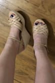 I got these to wear to my bridal shower, they look super cute on, and the front platform really helps offset the height. They do run maybe a 0.25-0.5 size small. Which is great for me because I'm usually a 5 and the smallest was a 5.5. - Amber R.