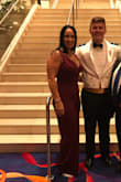 Gorgeous jumpsuit. I am 5'4" but have big hips and wide shoulders, so I needed the Large. I did have to have the pant legs hemmed to wear with 5 inch heels. It is long but fit perfectly everywhere else. - Christine D.