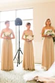 Bought these for my bridesmaids for my wedding. The color is shimmery and works well for all skin types. It runs a little small around the rib cage and chest area so potentially could size up for comfort if a person is more chesty. Has a liner all the way down and isn't clingy! Bridesmaids were 5'0"-5'4" with varying shoe heights. - Courtney R.