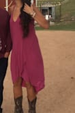 This dress fits comfortably. I love the fabric and the color. Perfect dress for a semi casual event. - Katie S.