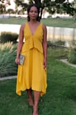 I normally wear a large, but that's in tighter dresses. I ordered a large and when I got the dress I was worried it would be too large because it was flowy. Turned out to be perfect! So many compliments and a great wedding choice for HOT Texas summer heat. Recommend sizing down or you can try your luck like I did. - Sarah A.