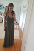 I love the natural effortless look of this dress! I got a lot of compliments this day. The length was great! With flats it barely skimmed the ground. As with most of the dresses I get, I'll either have to get it taken in on the top or use a little tape to secure it from letting the babies sneak out. Beauty. - Kaity O.