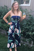 I picked this up and its truly a great jumpsuit. Its versatile enough to wear to a semi-formal event or just out to a happy hour with friends. I paired it with a blazer for work and it looks good too! I normally don't like strapless, but this stays up really well and doesn't make my chest look flat. Good quality - I would 100% recommend. - Ann P.