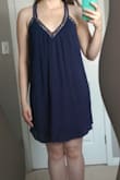 I am SO happy with this dress. I can't wait to have a date night to wear it and impress!!! It looks and fits exactly like the pictures on the website, nice and flowy with a deep plunge. It looks gorgeous with the nude strappy sandals, gold drop necklace, and gold bracelet I also bought from Lulus. - Darlene M.