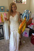 I bought this dress for my bridal shower and it fit like a glove! I had so many people ask me if it was my wedding dress because it was so gorgeous. I bought it to wear once, but I will definitely be finding another reason to wear it!

The only negative, which isn't really that negative it all, is the length. Standing at about 5'6" I had to wear higher heels than anticipated, but it ended up being alright. - Stephany J.
