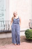 1. This jumpsuit has POCKETS! My absolute favorite! 
2. I love how it's fitted up top and gives me good shape, but loose and flowy on the bottom! 
3. The pants are a little long, but still manageable! I'd rather have them too long than too short! 
4. I wish they had more jumpsuits like this in different patterns! I'd buy them all! :) - Ashley L.