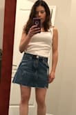 Ordered a small for this classic jean skirt and it's a little loose but wouldn't order a different size. Love this purchase. - Linda R.