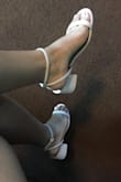 Compliments my dark skin. Looks beautiful on. A little tight at the ankle. Could use more support. Going to wear these at my wedding! - Julia S.