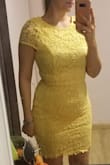 I'm usually a size 6 or 8 and I ordered the medium, it was too small and tight for me. I had to exchange for a large and I also changed color as the yellow was too bright. It's a nice formal dress though, would recommend buying, just order one size up! - Monica P.