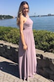 I wore this dress to a wedding! I received a lot of compliments. It's super long. I'm 5'9" was wearing 3" heels with platform and the dress was still touching the floor. - Nemesis M.