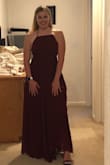 They were out of stock on every size in the wine red color except for small....I'm usually never a small, but took the risk anyway since I procrastinated on buying my bridesmaid dress so late. I'm broke and the dress is cheaper than other bridesmaid dresses, but it does not disappoint. The quality is really good and there are 2 layers of fabric so the dress isn't see through. Very comfortable too!! 10/10. - Mackenzie K.
