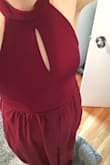 This dress is very gorgeous and fits very nicely. It's actually super comfortable too. Didn't have to hem it at all with a short heel, but I'm pretty tall. I ordered a small because they were sold out of the medium and I was still able to fit because it's pretty stretchy material. All in all I loved it! - Casey P.
