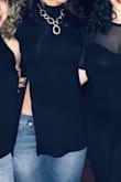 I would give this shirt 5 stars, but when ordering I thought this item was heavier-like a sweater, but it is a thin. Aside from the weight, it is a nice form-fitting shirt. - Sophia M.