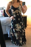 This dress was very cute, but in the back it's a little open so you cannot wear a typical strapless. I wore a sticky backless bra with it to a wedding and was disappointed that even that showed under my arms. I think I will take it to a tailor and have them sew shut the opening in the back so I can be more comfortable in it. I did get lots of complements on it though! - Jessica B.