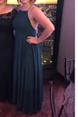 I have this dress in two colors and have debated buying more. I have worn these to countless weddings and is just as stunning every time. I change it up with different jewelry and hair pairings and it is just like I am wearing them for the first time. This dress is elegant, classy, fits true to size, has adjustable straps to accommodate most chest sizes (I have a large chest 36/C or 34/D), and is so sexy in the back. The material is beautifully silky that moves your skirt with the wind behind you as you walk. This dress is everything you could ever want in a gown. A MUST have! - Michaela K.