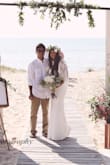 I bought it small and it was a little bit long for me, I had to take it in and had it adjusted but worked out perfect. The dress is beautiful and the fabric is really good quality plus the veil that looks amazing! I wore this for my beach wedding and it couldn't be perfect! - Daniela