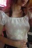 I feel like the sleeves are too puffy and I cant pull this top off. XD Its cute but im returing it based on that it doesnt flatter me and is shorter than i expected. Its so cute tho! - Cristina A.