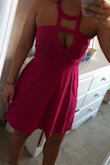 Material is light and comfortable. Fits true to size. Wore for a summer wedding. I love that it is classy but has a sexy and fun aspect about it! - Christine E.