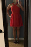 I originally bought for a wedding in Vegas, but ended up going with another dress, so I returned. This dress was so cute and would have been a keeper except for two personal things. 1) I've been losing weight, so I'm hoping to size down soon. And 2) as beautiful as the color was, it doesn't look as great with my pale/pink skin. I had a spray tan for the wedding, which is why I tried it. But if I reorder after I size down, I will be going with a different color. 

Quality of dress was great. It wasn't too short despite my long torso and big booty (a little short, but not too short). I think on most people, this would be just perfect! - Jill D.