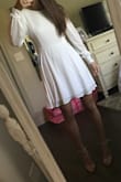 This dress is super cute and flattering. I did not end up keeping it because I was looking for something with a little more detail. Overall I loved the dress and it was a great fit. I will say, it fit me perfectly, another pound or a bigger chest and I would have anted a size up for comfort. - Corey W.