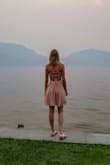 It's a little confusing to get on and off but if you loosen the straps a lot first it helps. Super cute dress that's good for casual or a fancy date! - Hannah M.