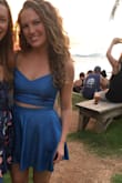 I first wore this on my honeymoon in Hawaii, and got so many compliments. I have since worn it to several summer parties and it's always a big hit. The skirt is great because it's not too short, but it's flowy so you don't have to keep pulling it down. It also has pockets which is always a win in my book. I usually rock the top with no bra since I'm small chested and it fits well, but you could easily wear a strapless with it too. Love it! - CAITLIN O.
