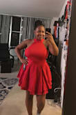 This is the my FAVORITE Lulus dress by far. I absolutely love the fit. I'm curvy with large boobs and I'm always worried if they fit, and they fit comfortably. This girl's to size. If you spin around it moves with you. I love it! - Kennette R.