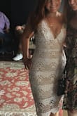 I still gave this review 4 starts because I absolutely loved how the dress looked on! It had a slim stretch lining that really made me feel like I was being sucked in. It was perfect for my rehearsal dinner. The only issue I had was that one of the straps broke right when I put it on. Fortunately I was able to fix for the night with a safety pin but wish it had stayed entact. - Katherine C.