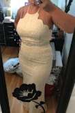 I'm doing a small wedding ceremony just for parents and my grandpa (his health isn't great and I'm not sure he'll be be around in a year) the dress is gorgeous fit great I'm a 12 normally I got a 14 to be safe because it's fitted and it looked great. I added a glitzy belt and it's perfect! - Jamie C.