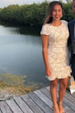 I got so many compliments on this dress. It's tight in all the right places. I wore this dress to an awards dinner for my fiance in Cancun and by the end of the night I was HOT. It;s two layers, the first layer is the tan and then it has the flower overlay. Super cute and fun dress though! - Jessica G.