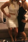 I wore this for my bachelorette in Las Vegas and it was perfect. It was comfortable and the material was high-quality and thick so nothing was see through. I danced all through the night and it never slid up or caused any issues. I didn't even need to wear a bra although I could have worn a backless if I needed to. I usually wear a medium but this large actually fit like a glove. The lace on the back is the perfect bridal detail for a Vegas night out. - Megan C.