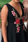 This is such an amazing dress! The fabric is soft and stretchy
the straps were a little long so the deep v was a little much for me but my friend sewed it for me and it fit perfectly. The floral embroidery sat perfectly so that I could wear a regular black bra and no one could even tell. Got so many compliments - Marta T.