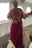 I ordered this dress in magenta for an Aug wedding and received tons of compliments! I'm a tall slender frame and I wore 3 inch heels. The dress fit perfectly. - Tabitha S.
