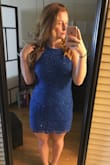 In love with this dress! The material is not very stretchy so I have a little trouble getting it over my hips because of where the zipper stops. Once it is on it fits great! The color and print are amazing ! - Cassandra O.