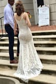 My husband and I recently got married at the courthouse. This dress was absolutely perfect, and I received SO many compliments. It fit like a glove. I sewed some beading to the straps and around the waist seam for an extra little touch. This dress far exceeded my expectations! - Alexxa C.