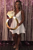 I ordered this dress for my bachelorette party and it was a hit! I was nervous about what size to get since my measurements are all over the place, but the medium fit perfectly and I got so many compliments on it. Hugged me in all the right places and didn't have to worry about not wearing a bra. I'll definitely be ordering more dresses from LuLus!! - Mollie R.