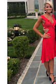 Absolutely LOVED this dress! The wrap was perfect and there's a little clasp so your girls don't go flying. I wore it to a summer wedding and got a million compliments! The fabric wrinkles easily but after a good steaming, it's perfection. It was a little big under my arms making my bra a little visible but that didn't stop me. HIGHLY recommend this dress! - Michelle Q.