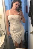 This dress is perfect for the white themed, tropical destination bachelorette I'm attending. At first I thought the chest was too small but, oops, just needed to lengthen the straps! Now it's just right: sexy meets classy and breezy for the warm weather. The palm/lace detail is beautiful and he zipper fit my curves well, laying flat without buckling at the back. - Sarah E.