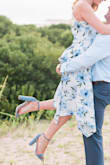 I bought theses shoes in blue to wear with the Zahara dress for engagement photos and the color was perfect! They are high but the solid thick heel made them comfortable.I did not wear these shoes for extended amounts of time yet but they did rub at the top of the heel on my left so be sure to strap them tight enough. - Conor M.