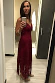 Love this dress so much! Bought it in both the burgundy and black and wore them both to end of summer weddings! I got so many compliments and loved they way they fit! So comfortable to dance in and incredibly chic. Very happy with my purchases! - Lauren I.