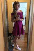 This dress is lovely. I was able to "steam" the wrinkles out using a spray bottle with water and a hair dryer, so getting this event-ready was a piece of cake. I received several compliments on how classy it was! The length is also perfect for someone my height. The color is more of a rich berry color as opposed to how the magenta looks in the model photo, but I knew that from seeing another reviewer's photo, but the color is great! Another win from Lulus! - Abbie B.